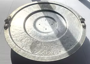 1940's Trade Continental Mark Hand Wrought Silverlook 621 Hammered Aluminum Tray - Picture 1 of 17