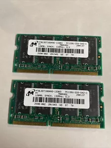 Lot 2 Micron Vintage 128MB PC133 MT8LSDT1664HG Memory Ram @CPU52 - Picture 1 of 1
