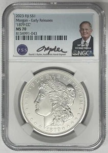 2023 Fiji 1879-CC Morgan Dollar NGC MS 70 Early Releases David Ryder Signed - Picture 1 of 2