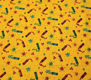 Crayon Box Brights BTY Kari Pearson Quilting Treasures Kids Bright Yellow - Picture 1 of 3