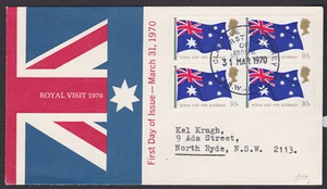 1970 Australia 30c Royal Visit Block of 4 APO FDC First Day Cover  - Picture 1 of 2