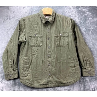 Duluth Trading Co Shirt Jacket XL Green Snap Front Cotton Shacket Pockets - Image 1 of 4