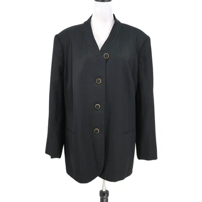 Kasper Jacket Plus Size 22 Black Twill Lined Blazer Pockets Career Academia - Image 1 of 4