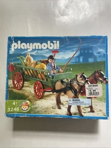 Playmobil 3246 Farmers Cart Green Horse Drawn Cart Wagon - Sealed - Damaged Box - Picture 1 of 6