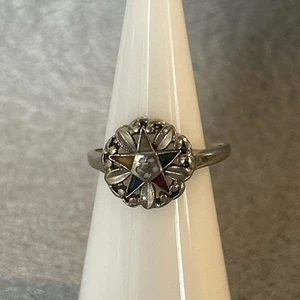 Anello vintage oro bianco 10 kt ordine della stella orientale misura 6,75 grammi 2,8 - Foto 1 di 8
