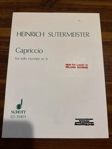 Capriccio for Solo Clarinet in A by Heinrich Sutermeister Music Book - Picture 1 of 3
