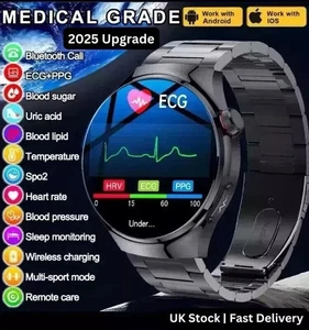 Reino Unido 2025 Nuevo Reloj Inteligente Grado Médico Presión Arterial Oxígeno Frecuencia Cardíaca Bluetooth - Imagen 1 de 24