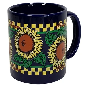 Vtg Kansas Sunflower 8 oz Cobalt Ceramic Gift Shop Mug Tableware - Picture 1 of 9