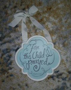 It’s A Boy- Prayer Plaque "For This Child I Prayed" 1 Samuel 1:27,  Plaque Gift - Picture 1 of 5