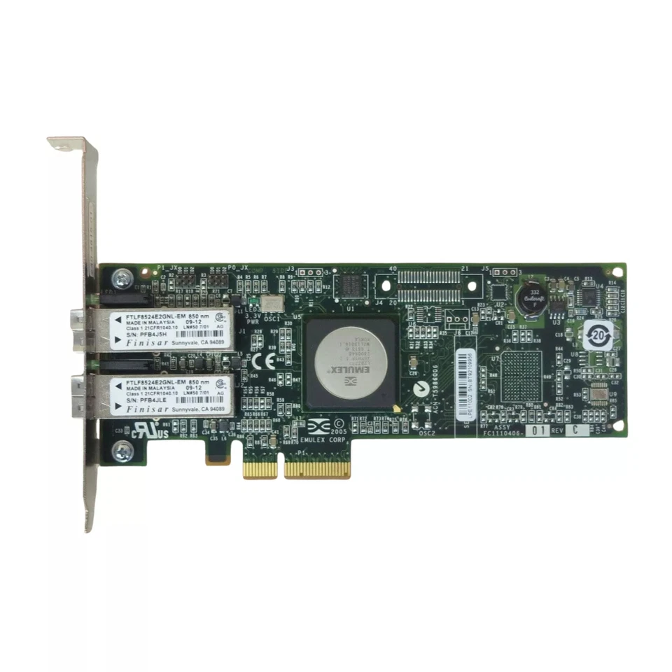 Emulex LPe11002 Dual Port Fibre Channel 4G FH PCIe-x4 HBA - Image 1 of 1