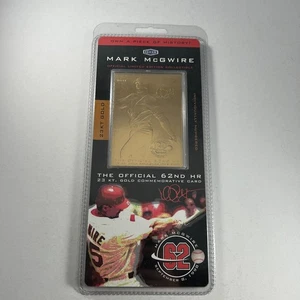 Mark McGwire - Tarjeta de béisbol conmemorativa oficial 62nd HR 23kt oro por Fleer - Imagen 1 de 9