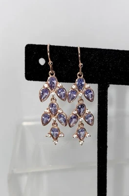 Brincos Ring Bomb Party pendurado anzol leve roxo tanzanita placa de ouro rosa - Imagem 1 de 4