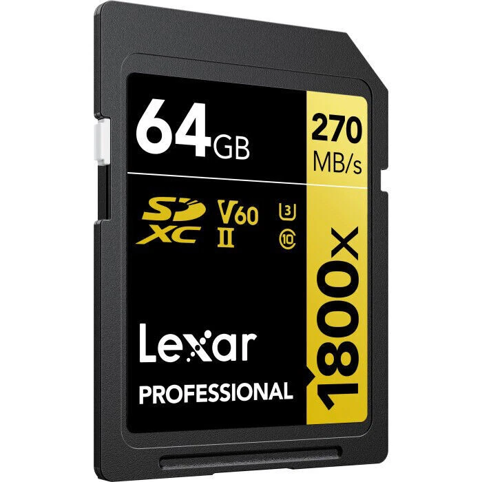 Lexar Professional 1800x GOLD Series 64GB SDXC UHS-II Memory Card