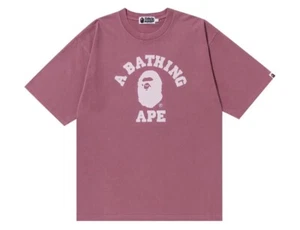 BAPE Pigment Over Dyed College Logo Tee Relaxed 2XL (3XL Fit) Purple Pink NWT - Picture 1 of 7