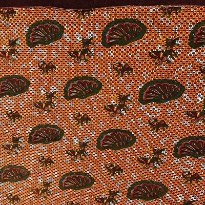 Vintage African Fabric 6+ Yds Teint Cote D’ivoire 40.5” x 232” Orange Red - Image 1 of 4