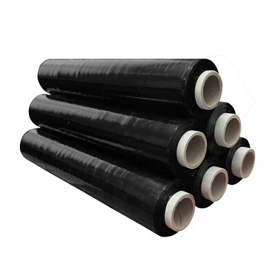 BLACK PALLET SHRINK STRONG ROLL STRETCH WRAP CAST PARCEL PACKING CLING FILM NEW - Image 1 of 4