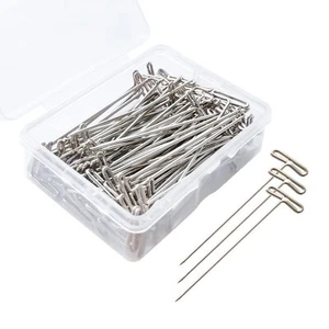 50 Pack k 2 Inch Stainless Steel Wig T-Pins for Wigs Foam Head with Plastic Box - Picture 1 of 8