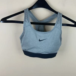 Sujetador deportivo Nike para mujer Dri-Fit Swoosh clásico pequeño gris negro espalda deportiva - Imagen 1 de 5