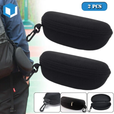 2 PIEZAS Gafas Portátiles Estuche Rígido Caja Gafas de Sol Protector Cremallera con Clip para Cinturón Foto 1 de 4