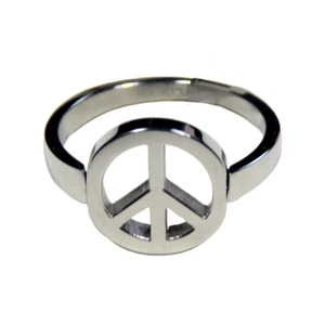 Women's Stainless Steel Peace Sign Ring - Picture 1 of 3