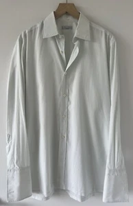 Camicia polsino francese VINTAGE ANNI 70 Charvet uomo leggera come nuova verde / cotone / Francia - Foto 1 di 6