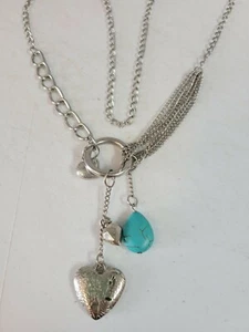 Necklace Heart Pendant Turquoise Jewelry Silver Women Fashion - Picture 1 of 4
