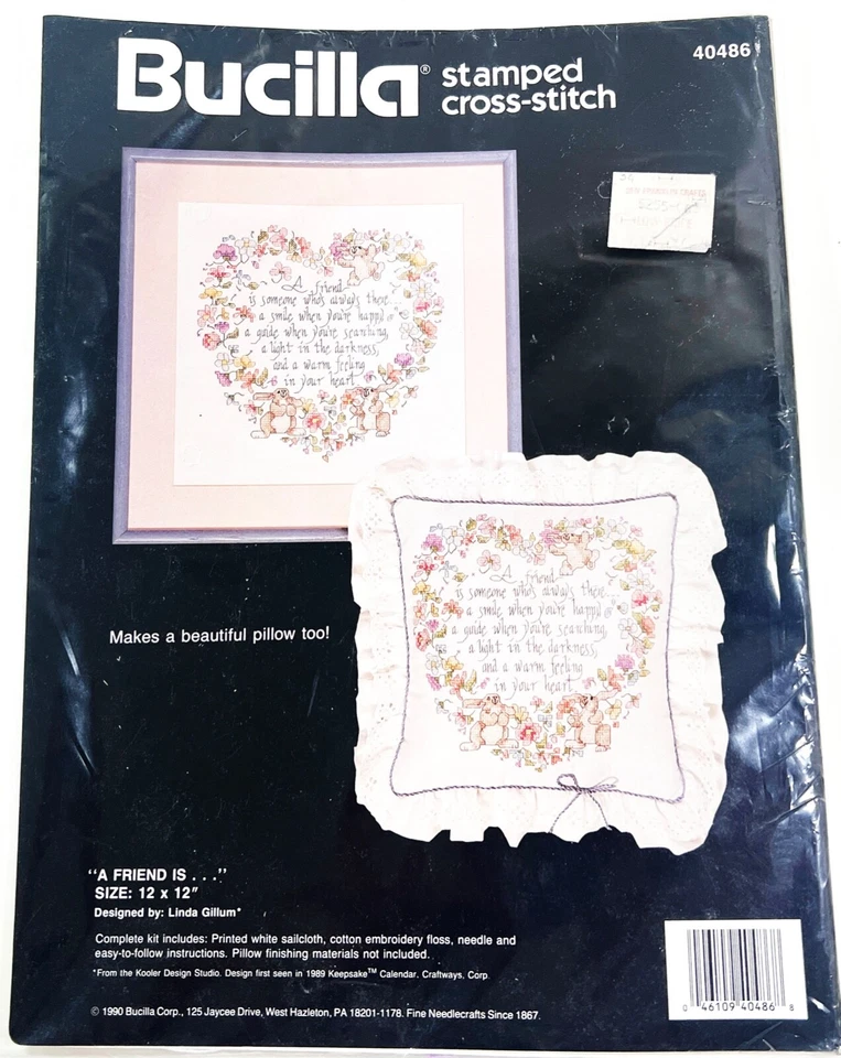 Bucilla Stamped Cross Stitch Kit 40486 "A Friend Is " Designed By. Linda Gillum - Image 1 of 3