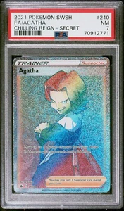 PSA 7 NM Agatha 210/198 SWSH Chilling Reign Secret Rare Trainer Holo Pokémon - Picture 1 of 2