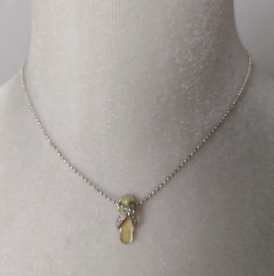 Collar Avon Tono Plata Cadena Chanclas Colgante Verde Mujer Joyería 8" Largo Foto 1 de 3