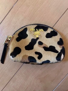 Prada Vintage Pouch Leopard Leather accessory case coin purse Used -From Japan-- - Picture 1 of 3
