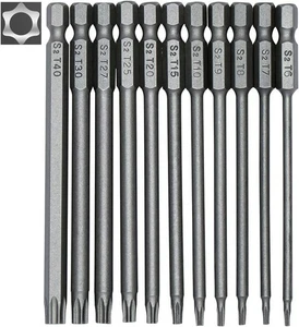 11 Stück Torx lang Schraubendreher Bit Set 1/4" Magnetisch Sternenkopf Schrau... - Bild 1 von 1