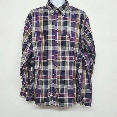 Jos A Banks Button Down Dress Shirt Purple Plaid Long Sleeve Mens Size XL - Image 1 of 4