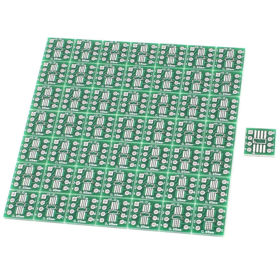 50Pcs SO8 SOP8 SSOP8 TSSOP8 SMD zu DIP8 Adapter 0.65 / 1.27mm Konverter PCB - Bild 1 von 1