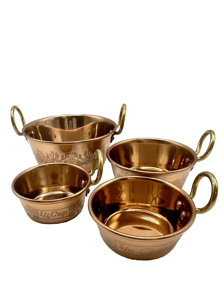 COPOS MEDIDORES DE COBRE FOLHAGEM ANTHROPOLOGIE (4) -NOVO NA CAIXA - ADICIONE UMA PITADA DE CLASSE! - Imagem 1 de 2