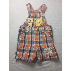 Salopette corta vintage Winnie The Pooh arancione a quadri neonato ragazzo taglia 18 mesi - Foto 1 di 3