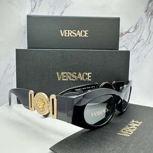 New Versace Sunglasses Black Seen On Sabrina Carpenter Gold Medusa Oval - Picture 1 of 20