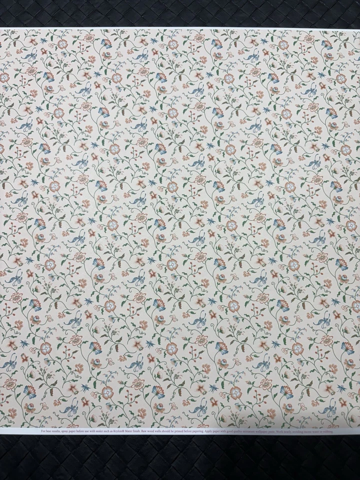 Papel pintado floral Brodnax Prints "Papillon - Melocotón" 1FR110 casa de muñecas 1:12 Foto 1 de 4