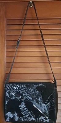 Vintage Roberto Cavalli Firenze Black Leather Leopard Purse, Florine Mark Estate - Image 1 of 4