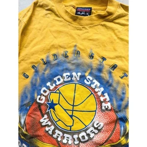 Golden State Warriors 90s MAGIC Johnson ONEITA tee shirt L gold NBA vintage - Picture 1 of 9
