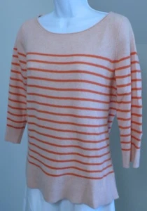 CALYPSO ST BARTH Womens Pink Coral Stripe Cashmere Scoop Neck Tunic Sweater Sz S - Picture 1 of 7