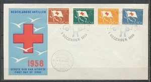 NEDERLANDSE ANTILLEN FDC E-8 1.XII.1958 RODE KRUIS - ONBESCHREVEN/OPEN Ro422 - Imagen 1 de 2