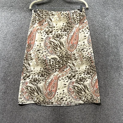 Charter Club A Line Skirt Womens 8 100% Silk Paisley Animal Print Side Zip Boho - Image 1 of 4