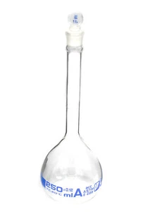 250ml Volumetric Flask with Glass Stopper, Class A, ASTM - Tolerance ±0.120 ml - Picture 1 of 1