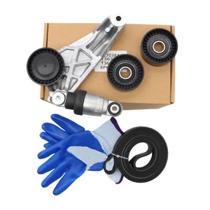 Drive Belt Kit with Tensioner & Idler Pulleys For 2012+ JEEP Wrangler JK 3.6L US - Foto 1 di 10