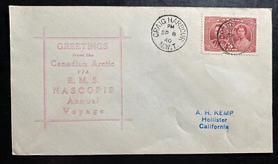 1940 Craig Harbour Canada Arctic Anual Voyage First Day Cover RMS Nascopie - Image 1 of 2