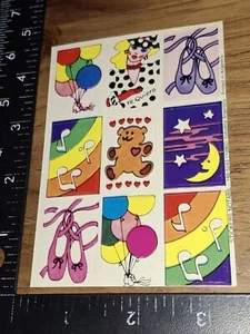 Vintage Stickers,rainbow Squares Balloons,bear,ballerina,RARE, 1 sheet ,(STKZ4) - Picture 1 of 3