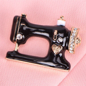 Sewing Machine Brooch Pin Black Enamel Brooch Collar Scarf Decoration Jewelry-ca