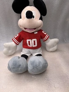 Mickey Mouse Plush with Red Wisconsin Badger 00 Jersey 16" EUC From 2014 - Picture 1 of 16
