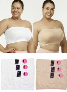 1 or 3 Pc Womens Plus Size Tube Bra Strapless Bandeau One Size Fits Most Stretch - Picture 1 of 16
