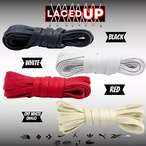 Premium Wax Flat Shoe laces for Air Jordan/Vans/Ultra Boost by LacedUP - Picture 1 of 9